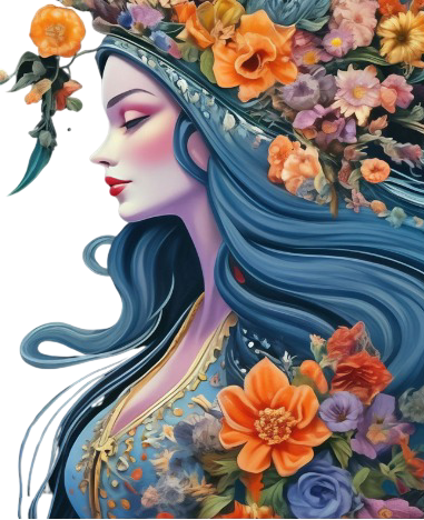 Chica con flores